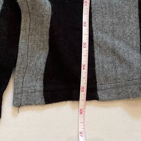 Ya Los Angeles Cotton Blend Black Gray Stripe Long Open Cardigan Sweater Hood L - Picture 10 of 10